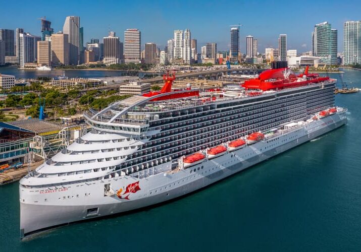 Scarlet Lady cruise ship docked in Miami.